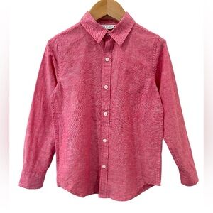 Janie & Jack boys Linen Cotton button up Shirt 6 dark pink preppy NWT